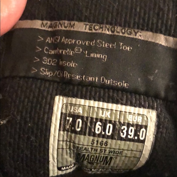 Boots, Magnum Steel toe, Black,Sz 7, Lace Up - Picture 7 of 7